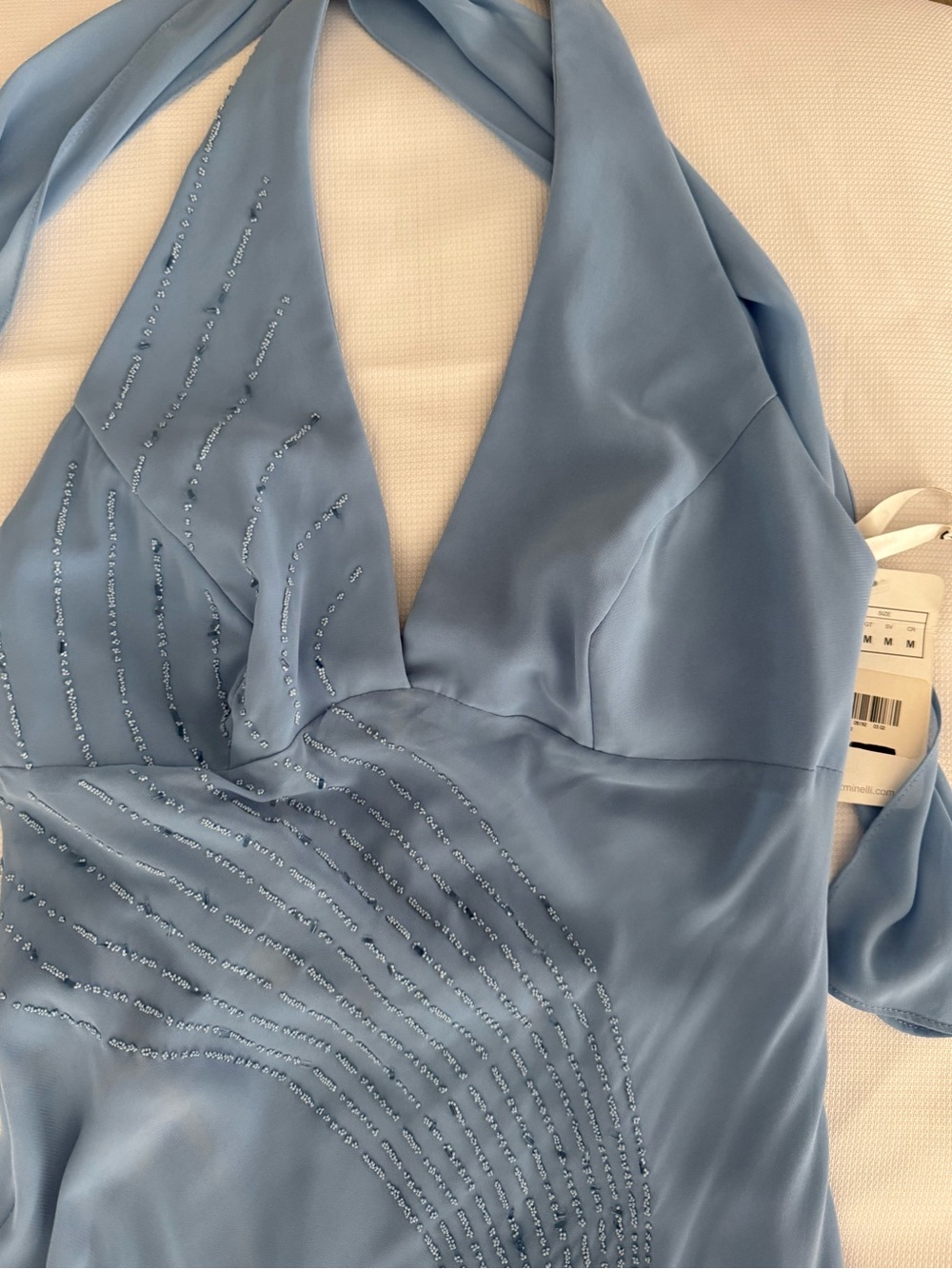 Elegant Light Blue Halter Dress